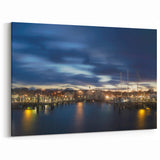 Nantucket Landscape Prints – Night Harbor Scene Coastal Canvas Wall Art