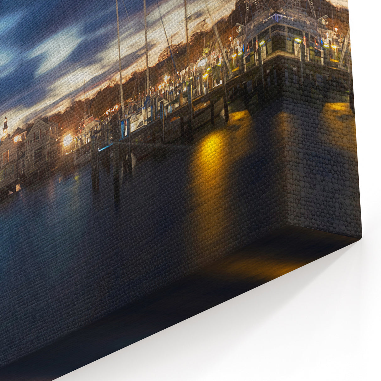 Nantucket Landscape Prints – Night Harbor Scene Coastal Canvas Wall Art