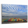 Nantucket Beach Prints – Colorful Kayaks on Shoreline Coastal Canvas Art