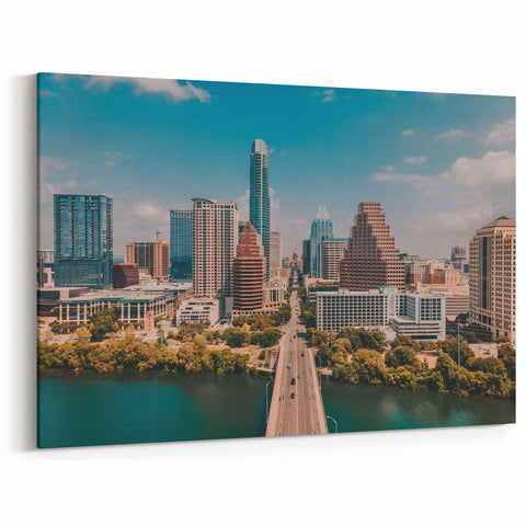 Austin Skyline Posters - Texas Cityscape with Bridge Austin Photography Decor