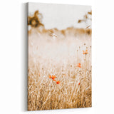 Farmhouse Wall Art - Delicate Poppies in Golden Field Rustic Style Print