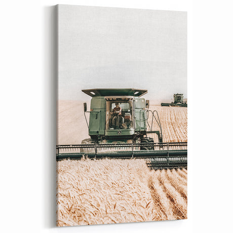 Farmhouse Wall Art - Wheat Harvest with Tractor for Rustic Country Decor