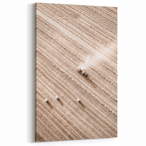 Farmhouse Wall Art - Aerial View of Harvested Field for Rustic Decor