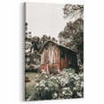 Farmhouse Wall Art - Rustic Barn with Garden Flowers for Country Decor