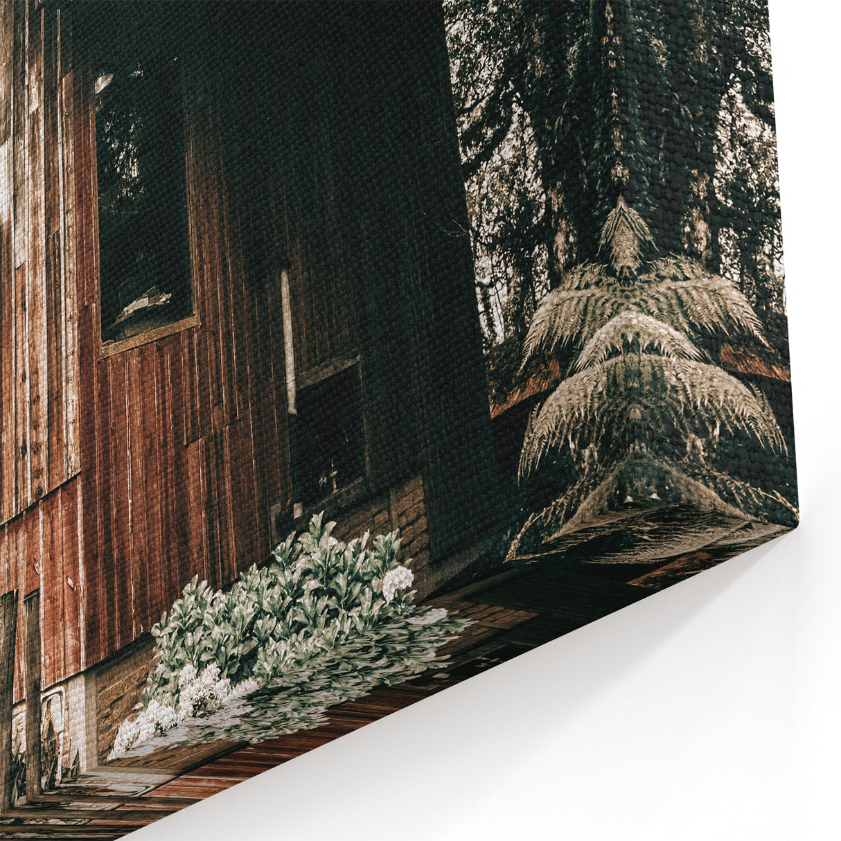 Farmhouse Wall Art - Rustic Barn with Garden Flowers for Country Decor