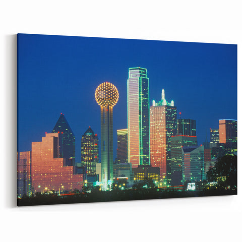 Dallas Night View Art - Iconic Dallas Skyline Texas Cityscape Print