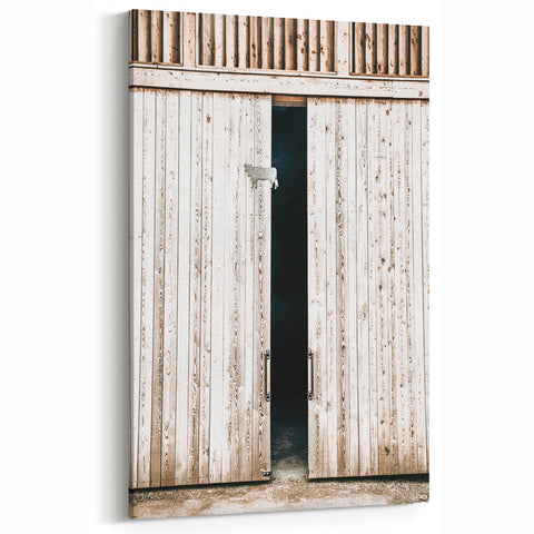 Rustic Farmhouse Wall Art with Wooden Barn Door - Vintage Country Style