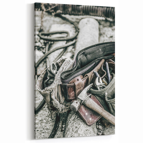 Vintage Farm Tools Wall Art - Rustic Farmhouse Tool Belt Decor