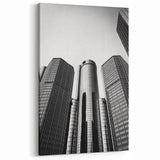 Modern Detroit Skyscraper Art – Bold Black and White Cityscape Wall Art