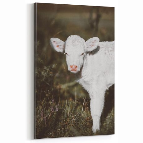 Farmhouse Wall Art: Rustic Calf Portrait in Country Meadow Décor