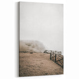 Farmhouse Wall Art: Rustic Fence on Misty Hillside Landscape Décor
