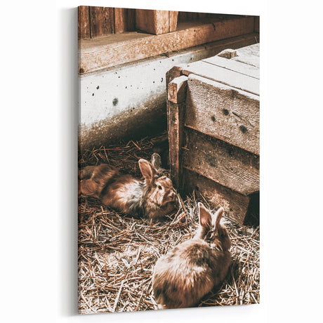 Farmhouse Wall Art: Cozy Rabbits in Rustic Barn Décor