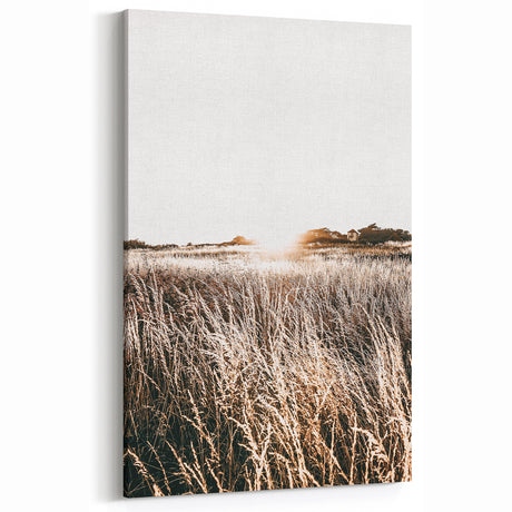Farmhouse Wall Art: Golden Sunset Over Wheat Field Country Décor