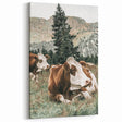 Farmhouse Wall Art: Cows Resting in Mountain Meadow Country Décor