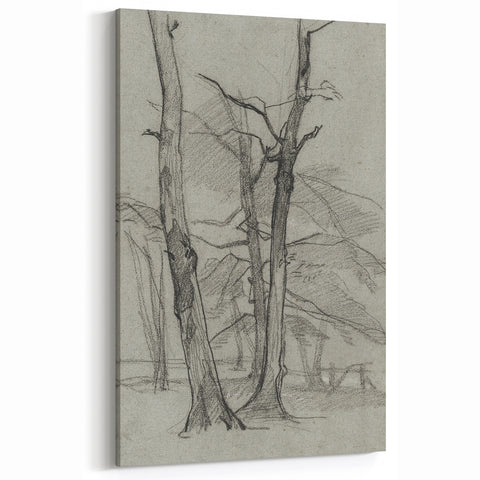 Sketch of Bare Trees - Mysterious Forest Gothic Wall Art Print