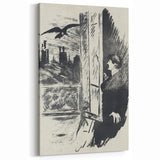 Dark Cityscape and Raven Print - Mysterious Gothic Wall Art Decor