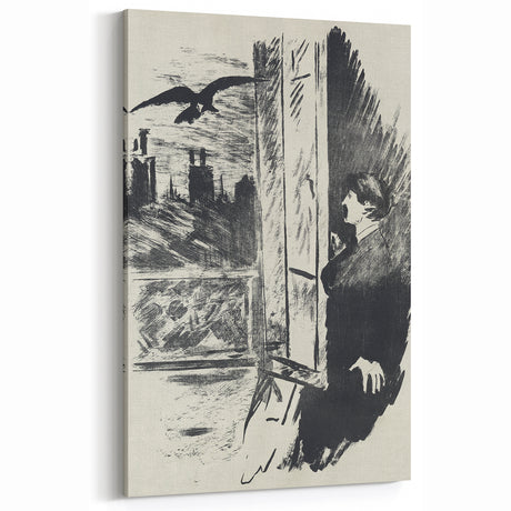 Dark Cityscape and Raven Print - Mysterious Gothic Wall Art Decor