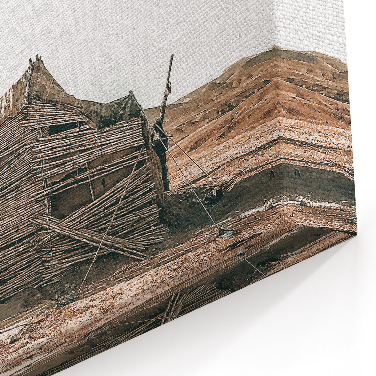 Farmhouse Wall Art: Rustic Cabin Scene for Antique Farmhouse Decor