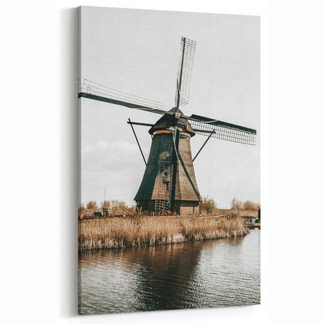 Farmhouse Wall Art: Rustic Windmill by the Water for Country Style Decor