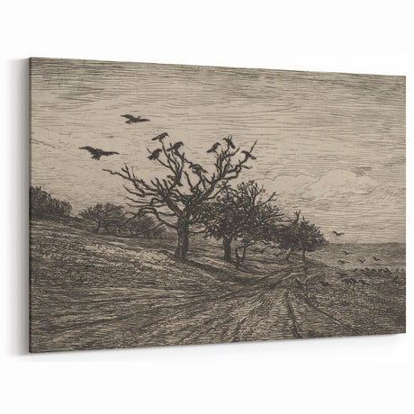 Gothic Artworks - Crows in Barren Landscape for Dark Decor Style