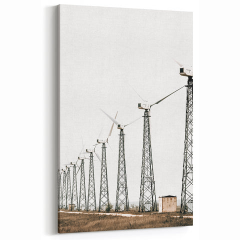 Farmhouse Wall Art: Wind Turbine Field for Modern Rustic Farmhouse Decor