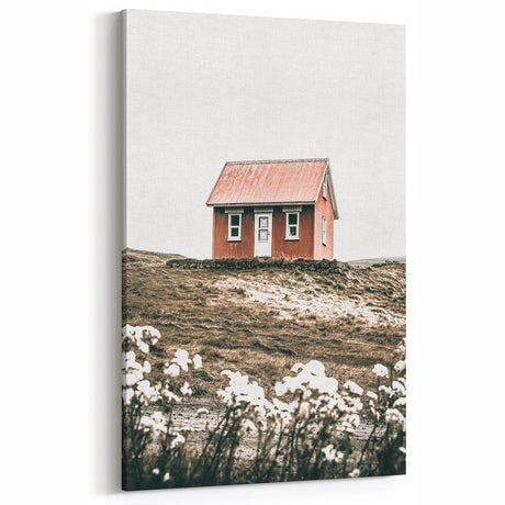 Farmhouse Wall Art: Quaint Red Cottage for Rustic Country Decor