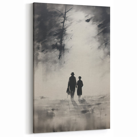 Electric Wall Art - Abstract Monochrome Walk Through Foggy Landscape