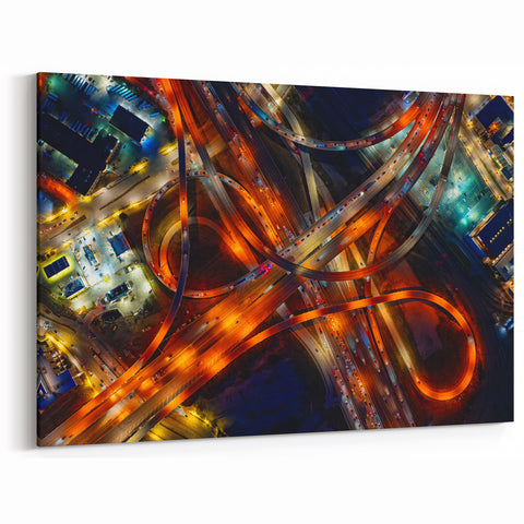 Dallas Cityscape Prints - Iconic Urban Highway by Texas Night View Art