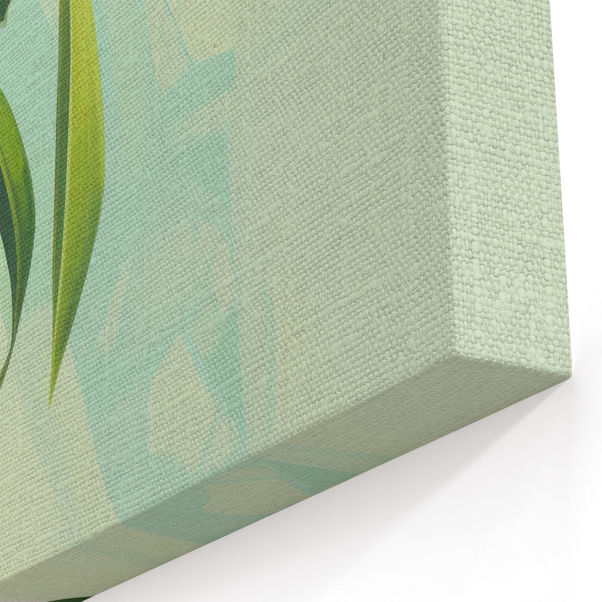 Electric Art Canvas - Fresh Green and Coral Botanical Abstract Design
