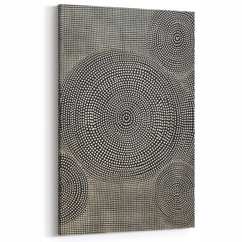 Abstract Electric Wall Art - Concentric Circular Dotted Pattern in Beige