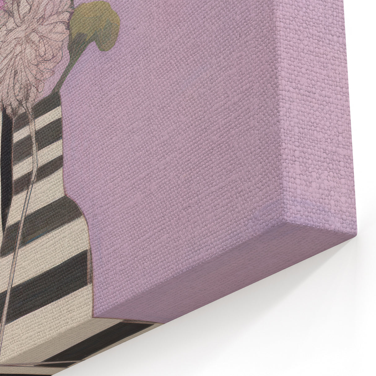 Modern Electric Art Canvas - Lilac Floral Arrangement with Bold Stripes