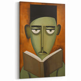 Electric Art Canvas - Abstract Portrait in Green and Burnt Orange
