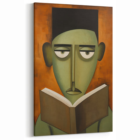 Electric Art Canvas - Abstract Portrait in Green and Burnt Orange