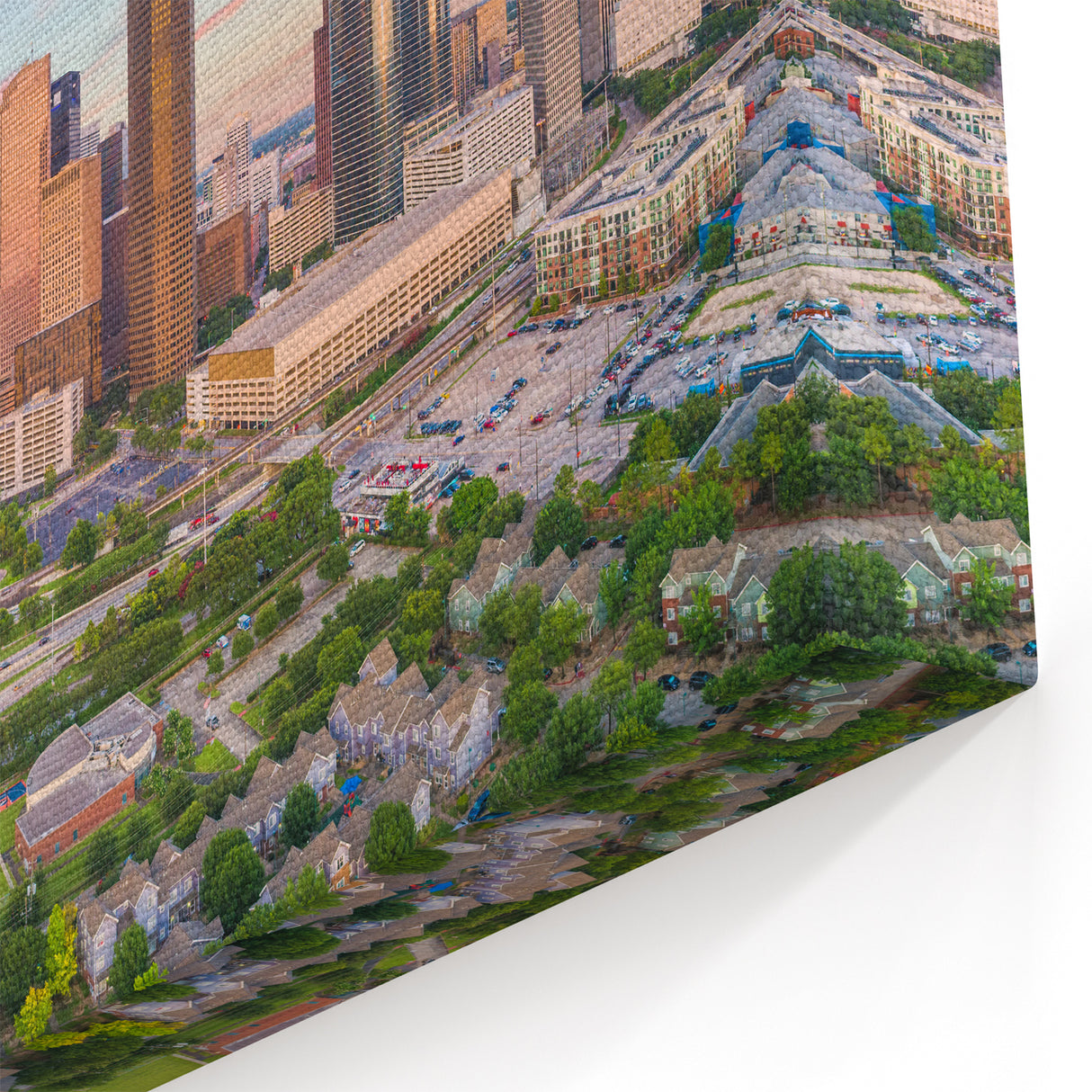 Houston Skyline Canvas - Aerial View of Texas Cityscape at Sunset