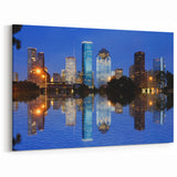 Houston Skyline Canvas - Vibrant Texas Cityscape Night Reflection Art