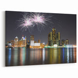 Detroit Skyline Art with Fireworks – Stunning Detroit Wall Art for Home