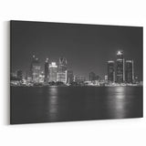 Black and White Detroit Skyline Art – Elegant Detroit Cityscape Print