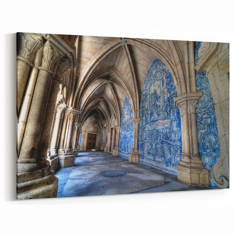 Porto Wall Art - Scenic Blue Tiles Cathedral Corridor
