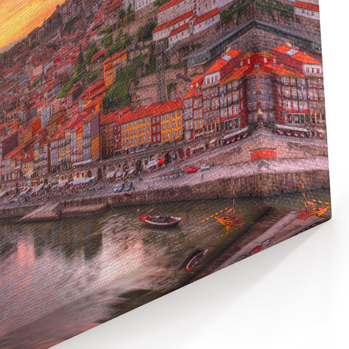 Porto Cityscape Prints - Sunset Over Ribeira Waterfront