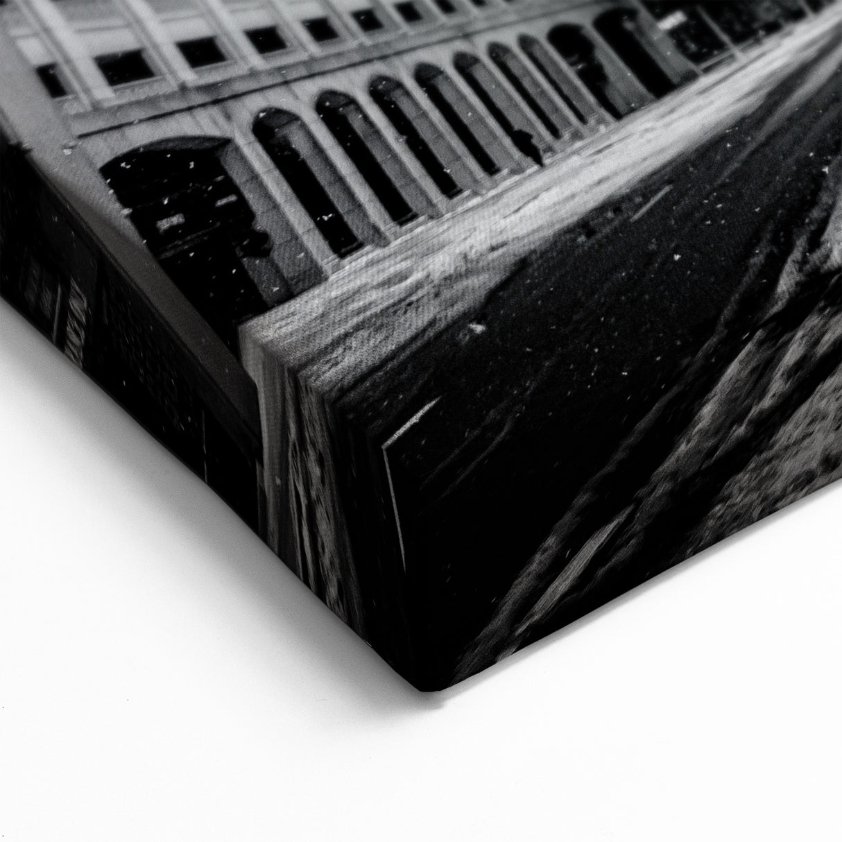 Black and White Detroit Street Scene – Captivating Urban Cityscape Art