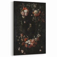 Dark Floral Wreath Art: Portrait Surrounding Flowers Wall Art Decor