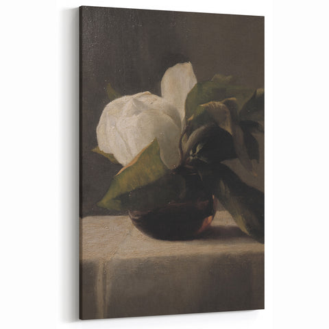 Dark Moody Still Life: White Flower in Vase Wall Art for Home Decor