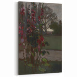 Dark Moody Floral Art: Red Flower Landscape Print for Home Decor
