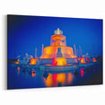Vibrant Detroit Fountain Night Photography – Colorful Cityscape Wall Art