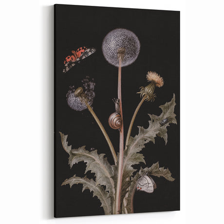 Dark Moody Wall Art - Botanical Elegance with Butterflies and Snails