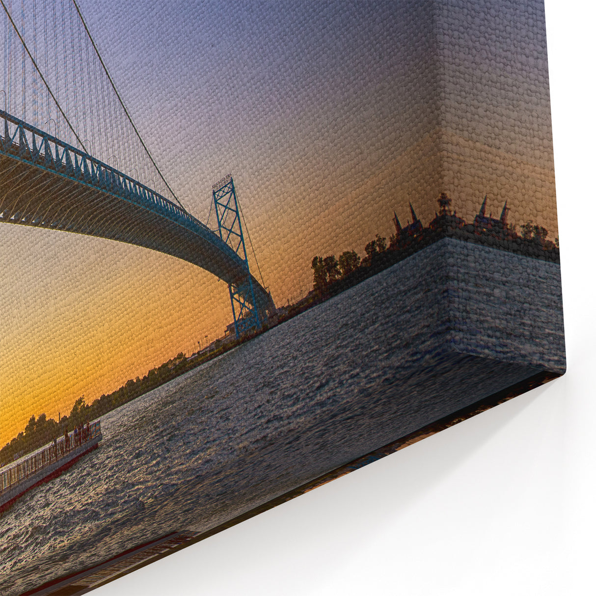 Detroit Bridge at Sunset – Stunning Architectural Wall Art for Home