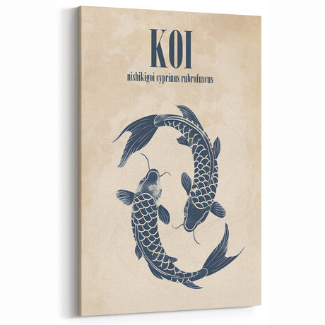 Coastal Wall Art: Koi Fish Illustration - Japanese-Inspired Nautical Print