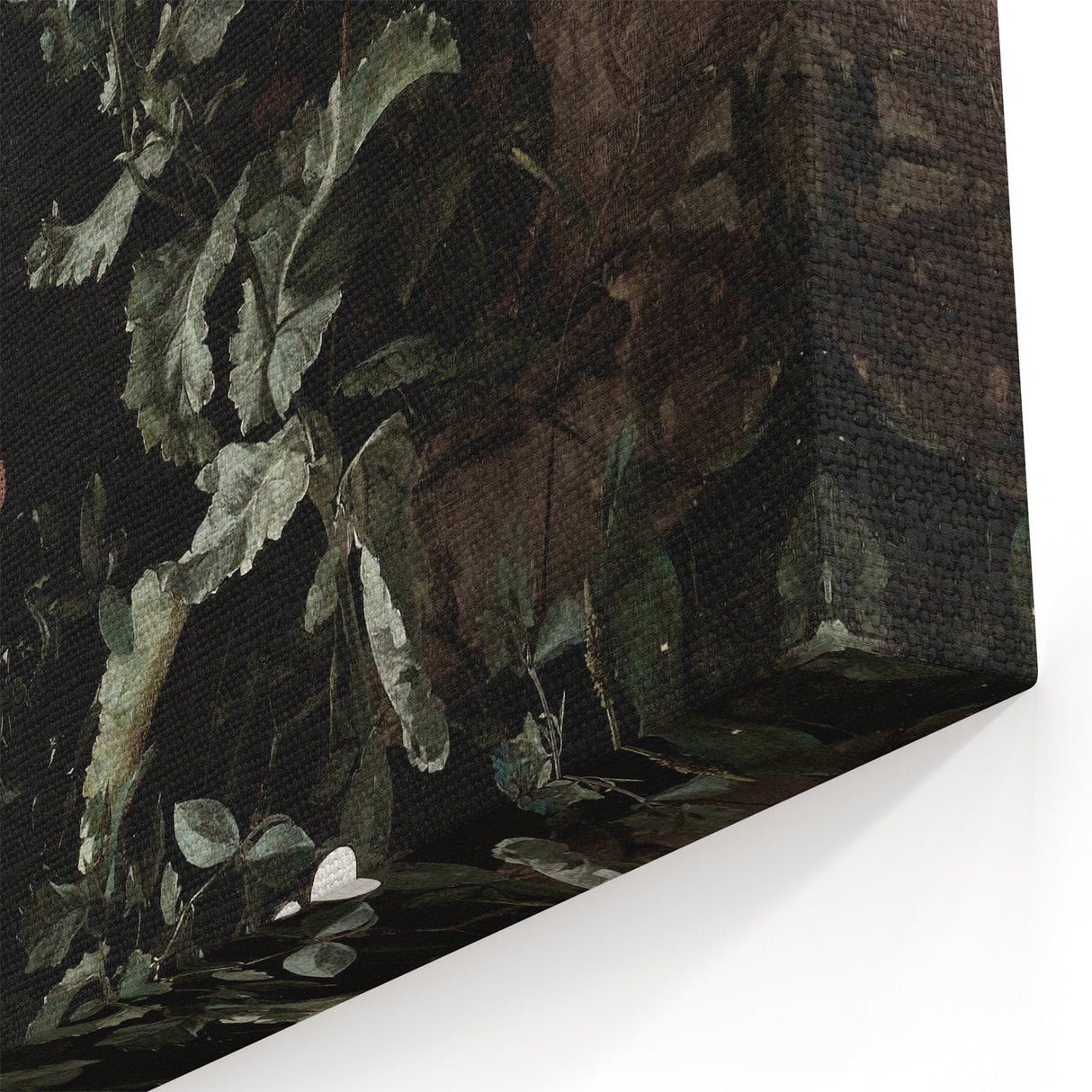Dark Moody Wall Art - Enchanted Forest Scene with Butterflies & Leaves