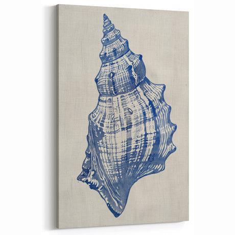 Coastal Wall Art: Blue Seashell Sketch - Nautical Ocean-Inspired Print