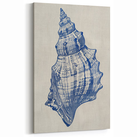 Coastal Wall Art: Blue Seashell Sketch - Nautical Ocean-Inspired Print